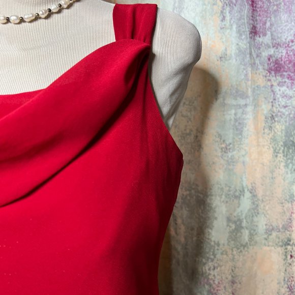 📌Karen Stevens Semi Formal Asymmetrical Chiffon Dress with Waterfall Neckline - Picture 5 of 15